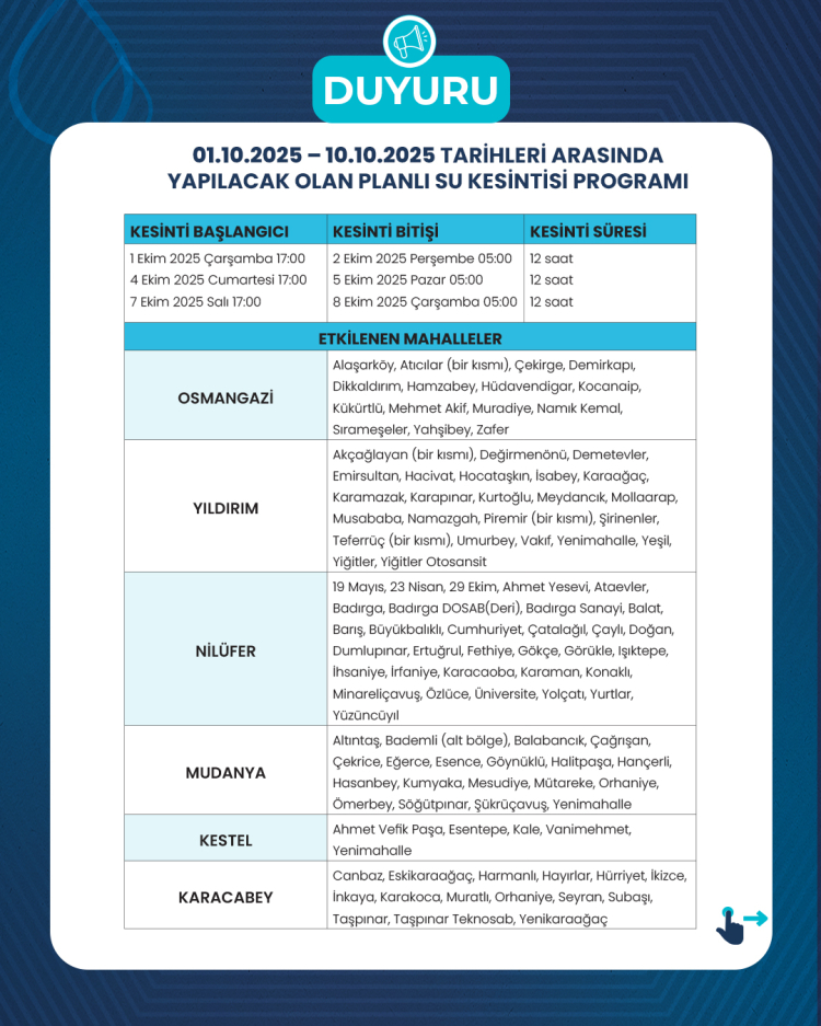 Planlı Su Kesintisi Hakkında Önemli Bilgilendirme