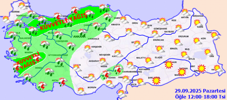 Marmara ve Batı Karadeniz için Kuvvetli Yağış Uyarısı