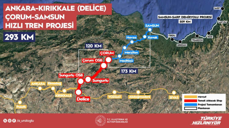 ANKARA-KIRIKKALE-ÇORUM-SAMSUN HIZLI DEMİRYOLU DELİCE-ÇORUM ETABI