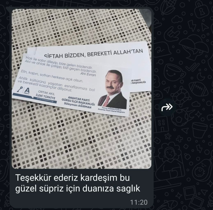 Bursa Gürsuda Anahtar Partiden Esnafa Siftah Parası