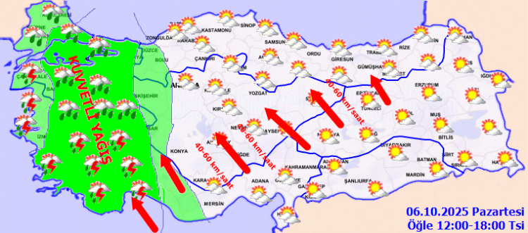 Güçlü Rüzgar İç Kesimlerde