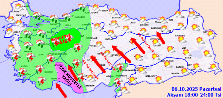 Güçlü Rüzgar İç Kesimlerde