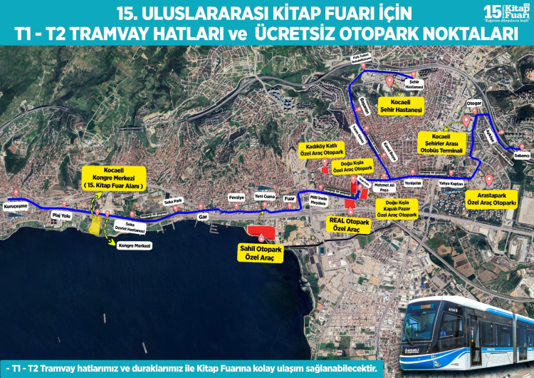 Uluslararası Kocaeli Kitap Fuarı için Ulaşım ve Park Uygulamaları