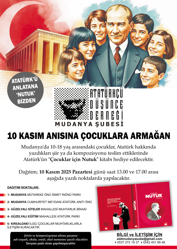 Mudanya'dan Çocuklara 10 Kasım Armağanı