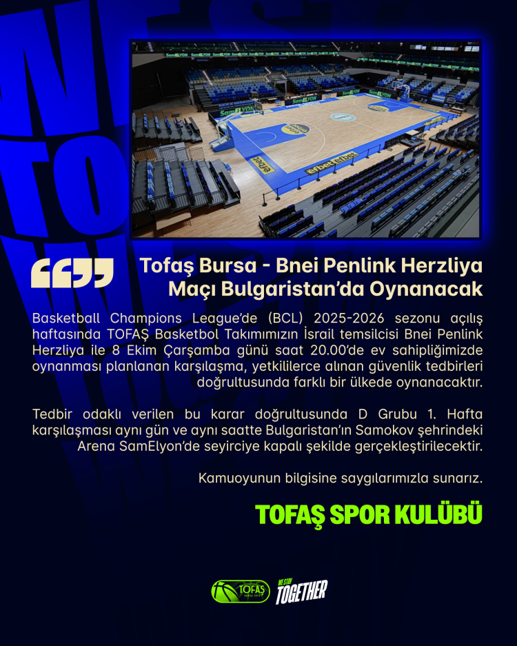 Tofaş-Bnei Penlik Herşeliya Maçı Bulgaristan’da