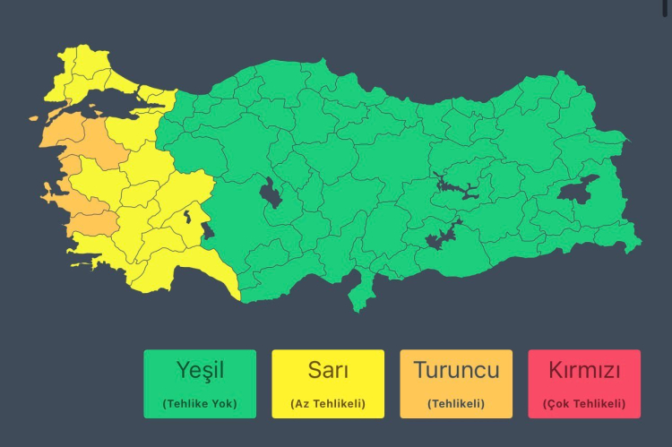 İller ve bölgeler için öngörülen yağışlar