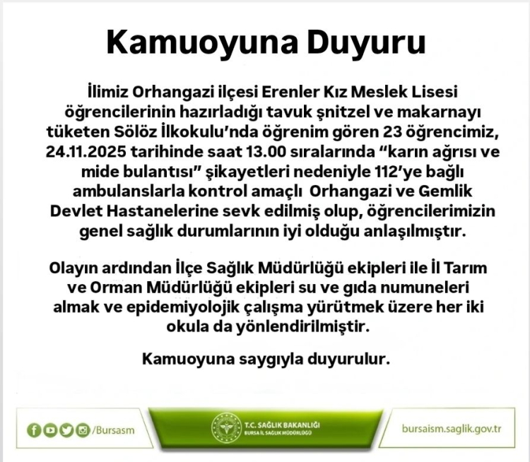 Bursada Şnitzel ve Makarna Kabusu: 23 Öğrenci Hastanelikte