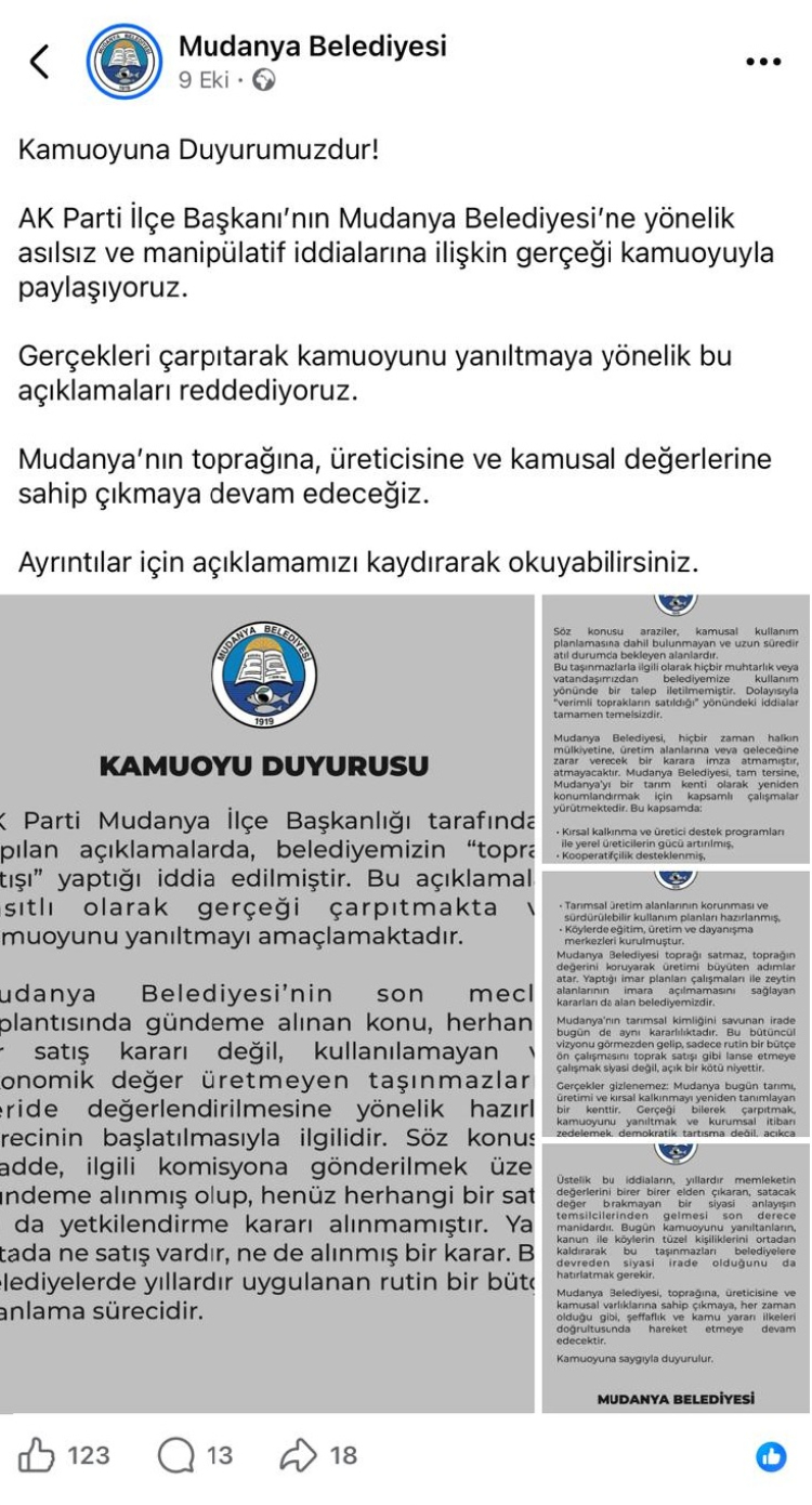 Mudanya Belediyesi Taşınmaz Satışlarına İlişkin Değerlendirme