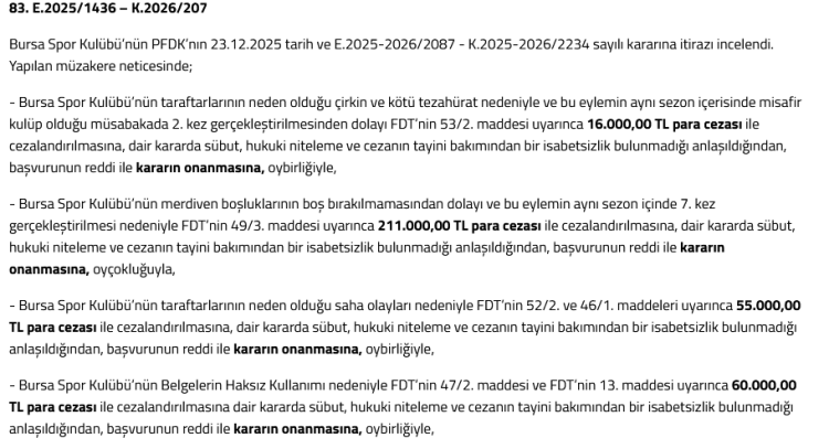 Tahkim Kurulu Kararı