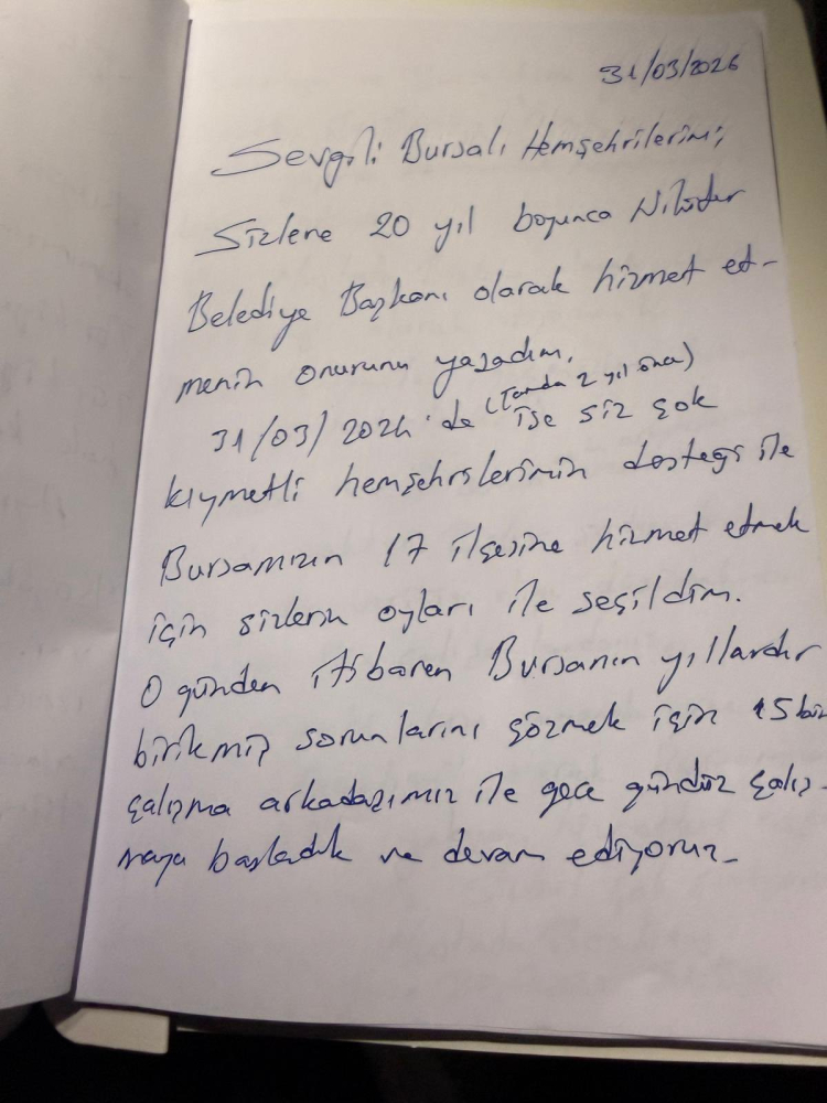 Bozbey'den Bursa’ya Hizmet Sözü