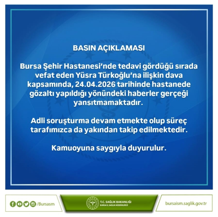 Bursa İl Sağlık, Gözaltı İddialarını Yalanladı