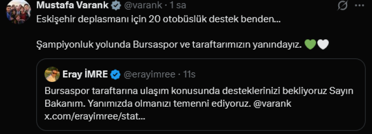 Şampiyonluk yolunda destek sürüyor