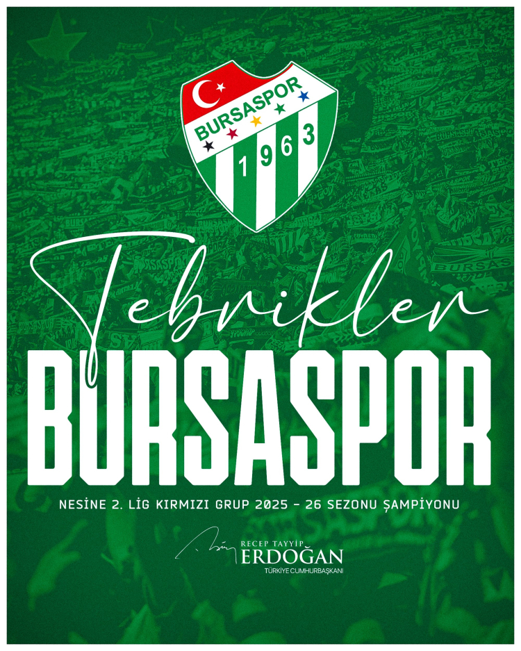 Erdoğan’dan Bursaspor’a tebrik